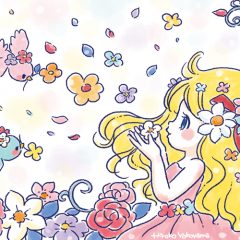 風の中の花畑