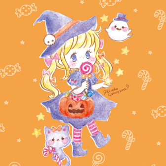 スマホ用壁紙 2020年10月カレンダー【ハロウィンの甘いキャンディー】
