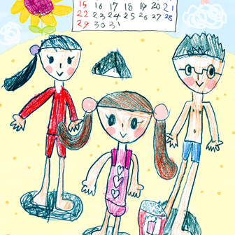 カンナのスマホ用壁紙 2021年8月カレンダー【海水浴の思い出】